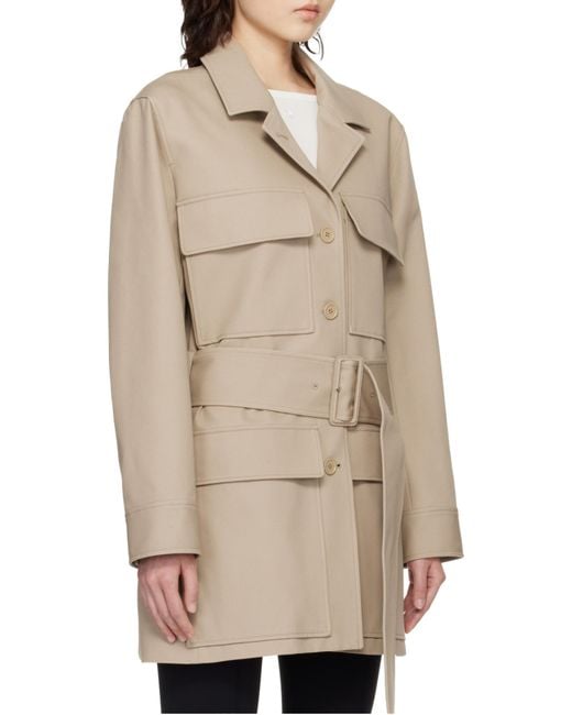 Courreges Natural Courrèges Utility Belted Coat for men