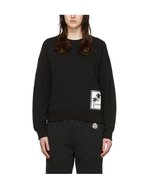 Moncler Black Palm-Patch Cotton Sweatshirt