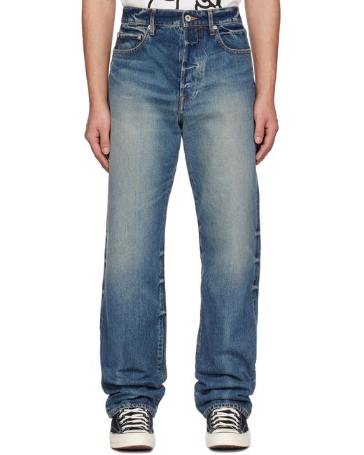 KENZO Blue Asagao Straight-Leg Jeans for men