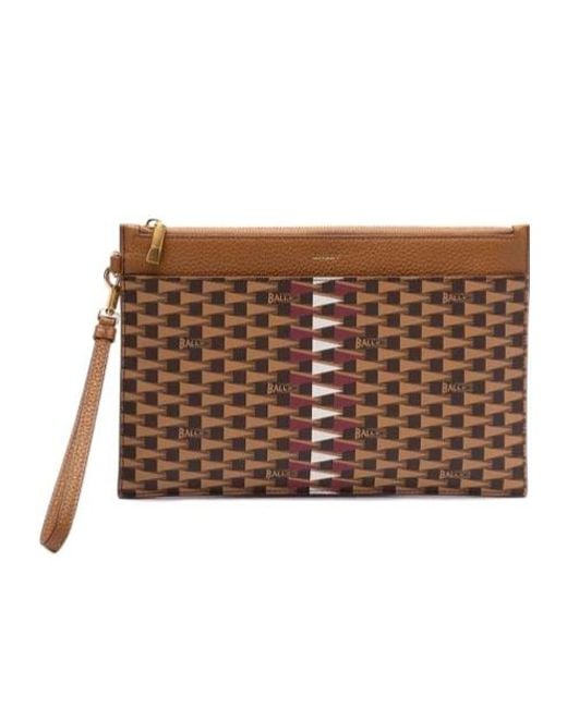 Bally Brown Zippered Clutch for men
