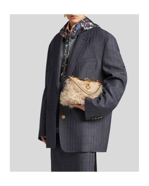 Etro Blue Pegaso Single-Breasted Blazer