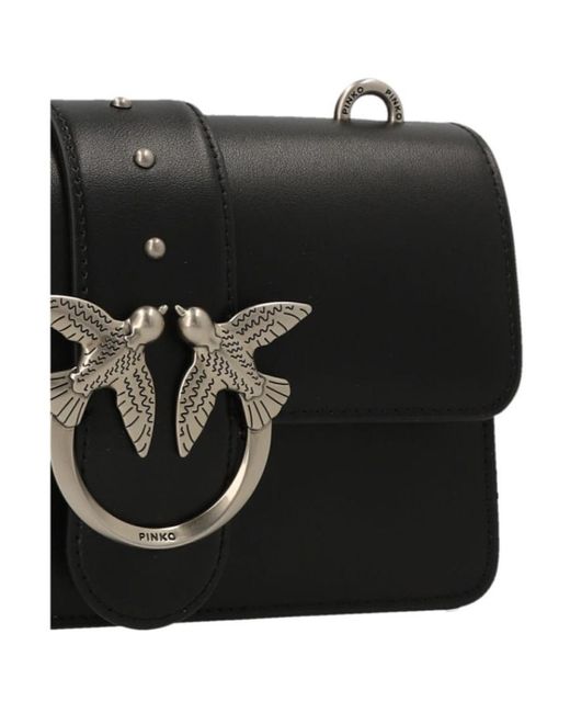 Pinko Black Love One Logo Plaque Mini Crossbody Bag