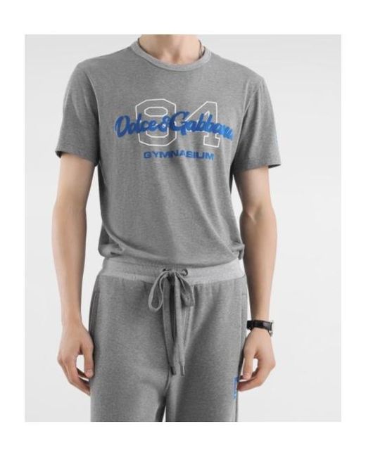 Dolce & Gabbana Gray Logo Printed Crewneck T-Shirt for men