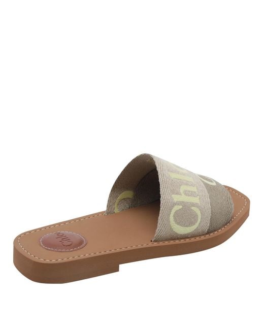 Chloé Brown Woody Square-Toe Flat Sandals