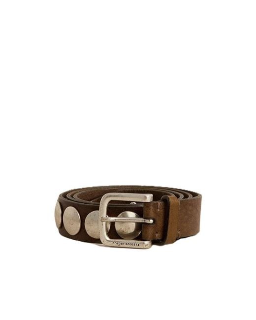れいんぼー Golden Goose Men's Brown Trinidad Studded Belt
