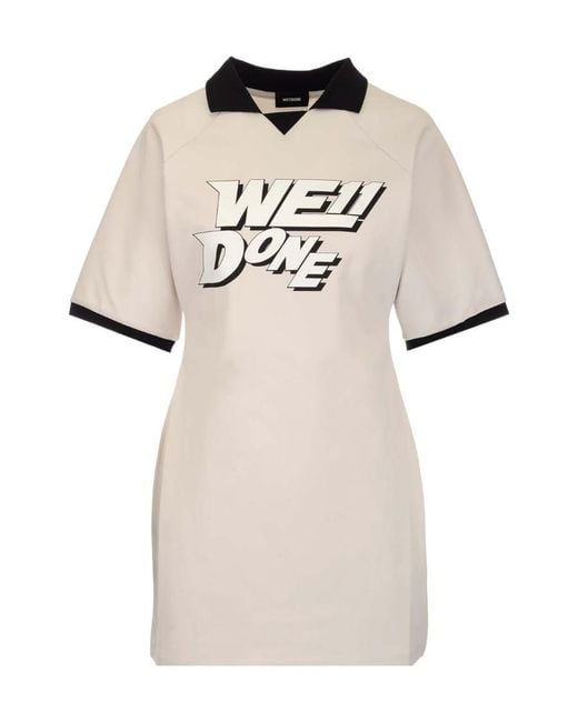 we11done Natural Logo Short-Sleeved Mini Dress