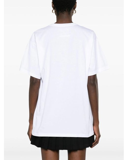 Moschino White Logo Printed Crewneck T-Shirt