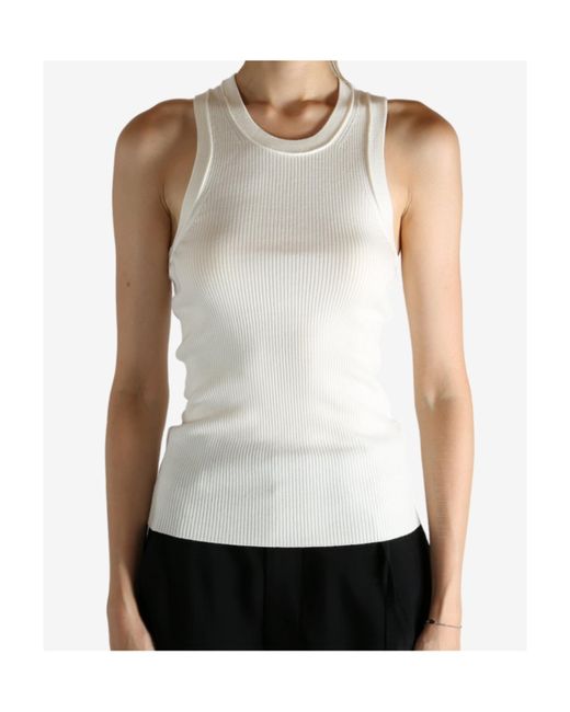 Givenchy White Ribbed Racer-Back Tank Top