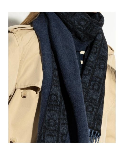 Ferragamo Black Ferragamo Monogram Jacquard Fringed Edge Scarf