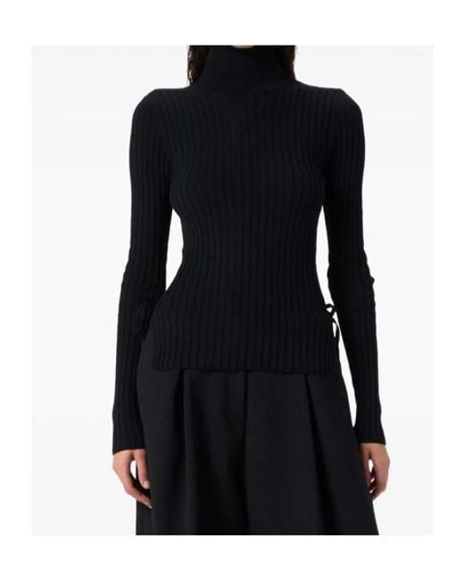Blumarine Black Turtleneck Cut-Out Top
