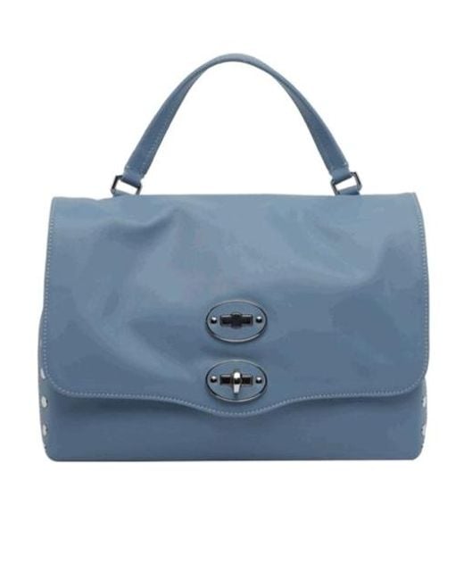 Zanellato Blue Twist Hook Postina Saeta Small Tote Bag