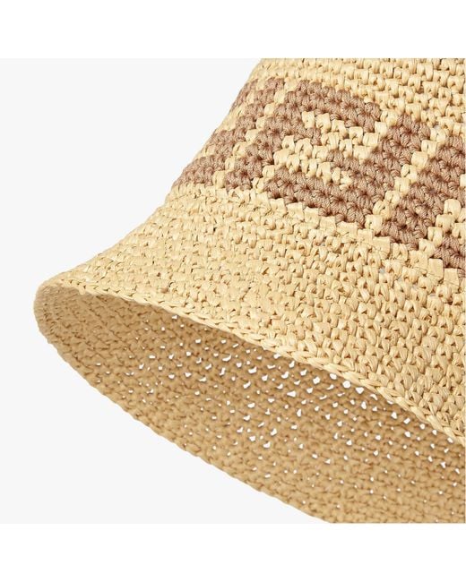 Fendi Natural Raffia Bucket Hat for men
