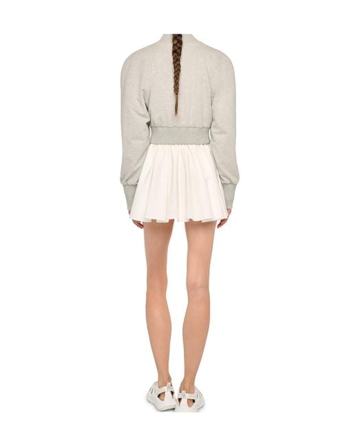 Norma Kamali White Oversized Turtle Bomber Jacket