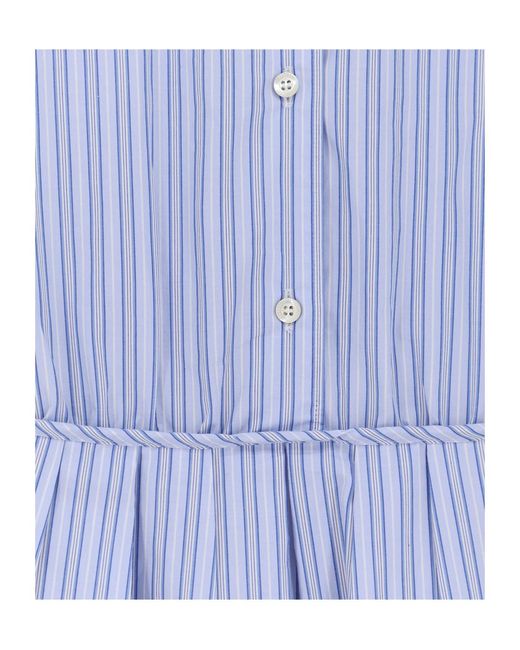 Aspesi Blue Striped Pleated Dress