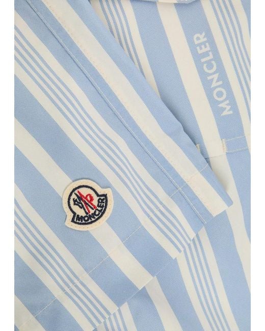 Moncler Blue Striped Nylon Swim Trunks for men