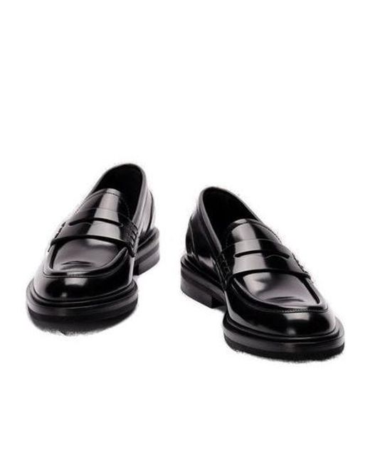 Dolce & Gabbana Black Logo Plaque Round Toe Loafers