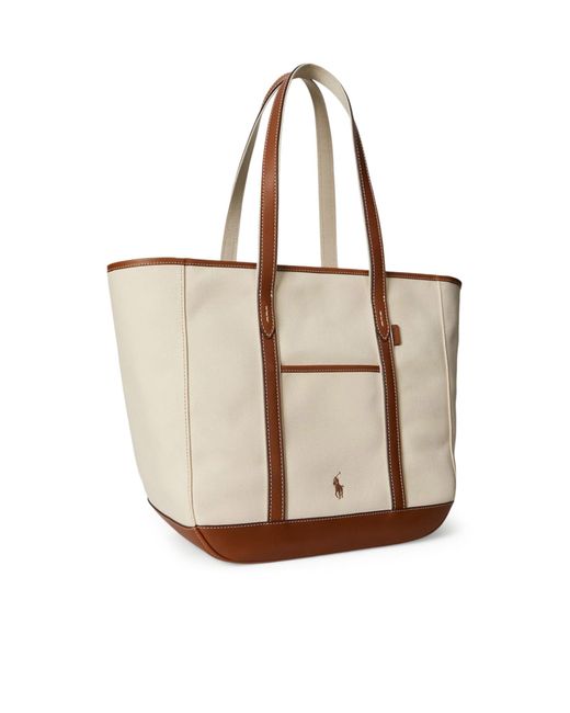 Polo Ralph Lauren White Medium Canvas Tote Bag