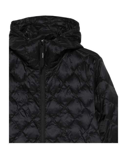 Aspesi Black Hooded Quilted Jacket for men