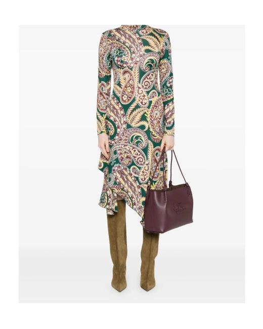 Etro White Open Back Paisley Printed Midi Dress