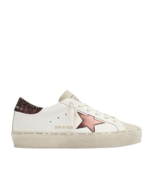 Golden Goose Deluxe Brand White Hi Star Laminated Leather Sneakers