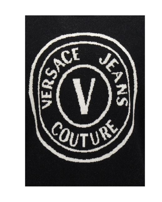 Versace Jeans Black Couture V-Emblem Crewneck Jumper for men