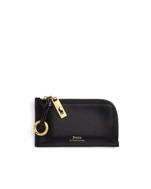 Polo Ralph Lauren Black Zip Leather Wallet for men