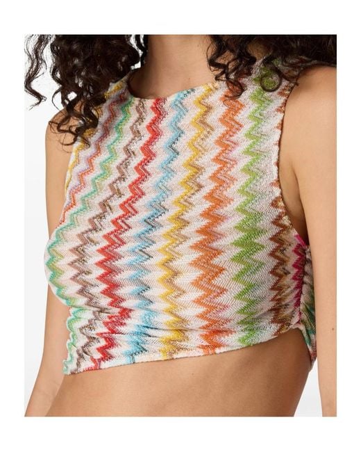 Missoni White Asymmetric Zigzag Knitted Top