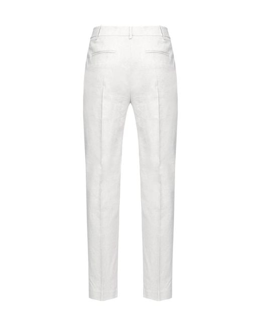 Pinko White Cropped Straight-Leg Trousers