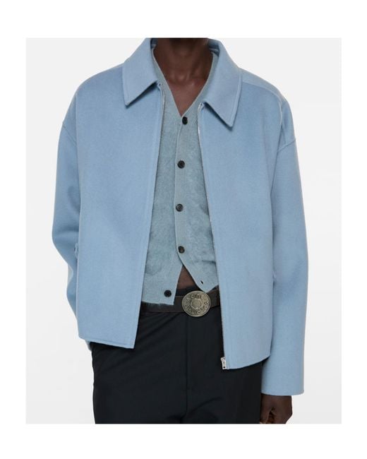 Acne Blue Zip-Up Wool Jacket for men