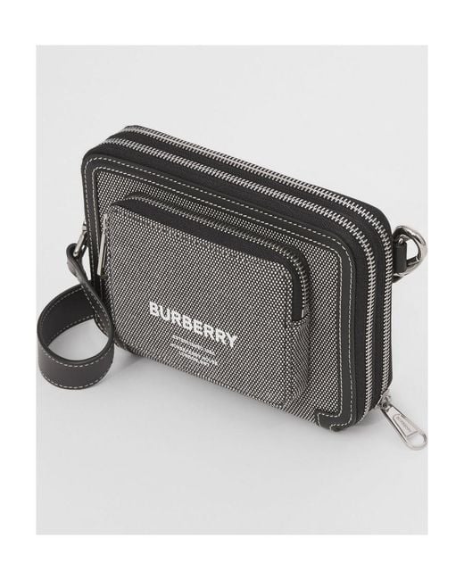Burberry Gray Printed Crossbody Bag for men