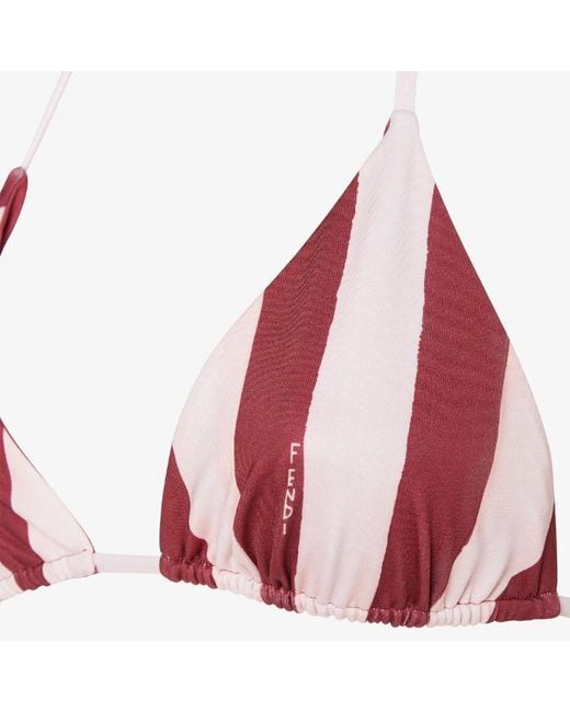 Fendi Red Striped Triangle-Cup Bikini Top