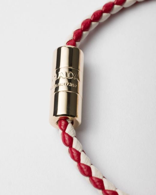 Prada White Braided Nappa Leather Bracelet