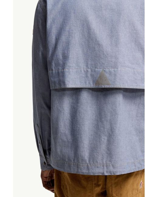 Moncler Blue Chambray Long Sleeve Shirt for men