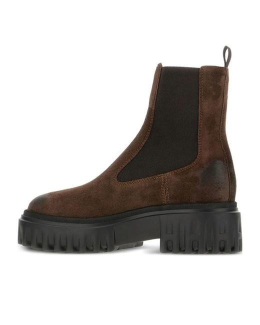 Hogan Brown Slip-On Chelsea Boots