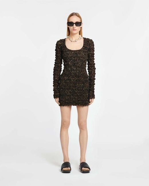 Nanushka Black Frensi Zebra-Print Dress