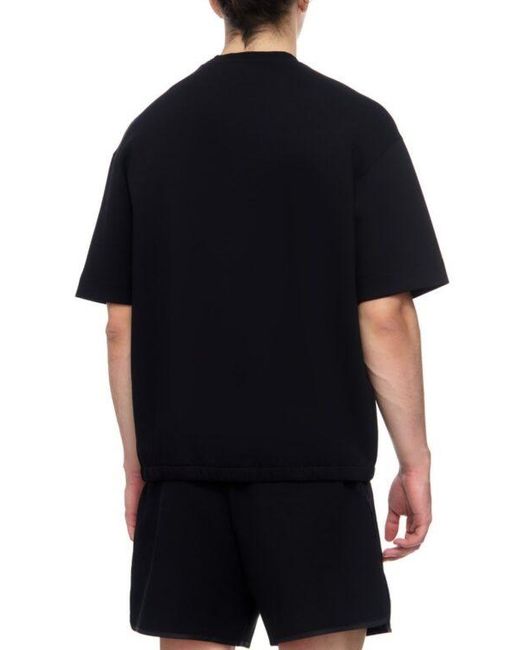 Emporio Armani Black Logo-Embroidered Cotton Blend T-Shirt for men