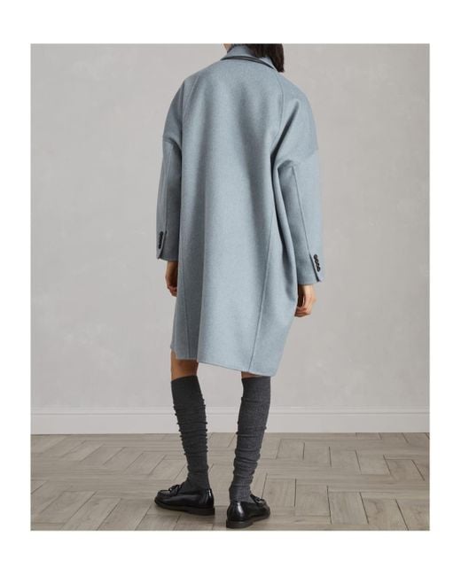 Brunello Cucinelli Blue Cashmere Midi Coat