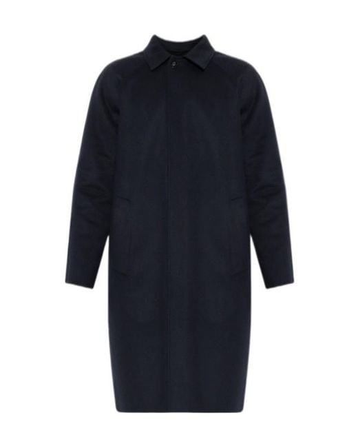 Kiton Blue Collared Long-Sleeved Coat for men