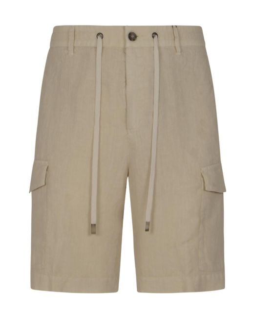 Peserico Natural Drawstring Cargo Shorts for men