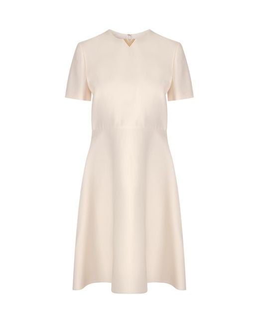 Valentino Natural Vlogo Crewneck Flared Dress