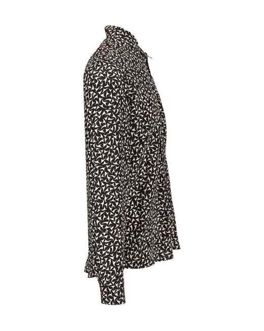 Dries Van Noten Black Patterned Long-Sleeved Shirt for men
