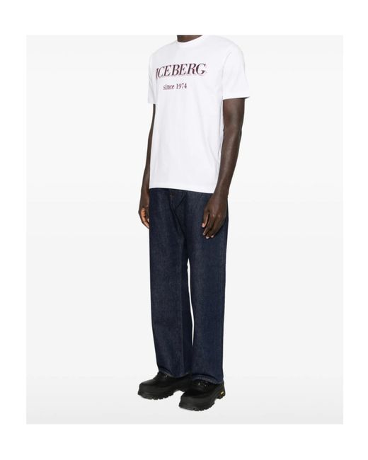Iceberg White Short Sleeve Crewneck T-Shirt for men