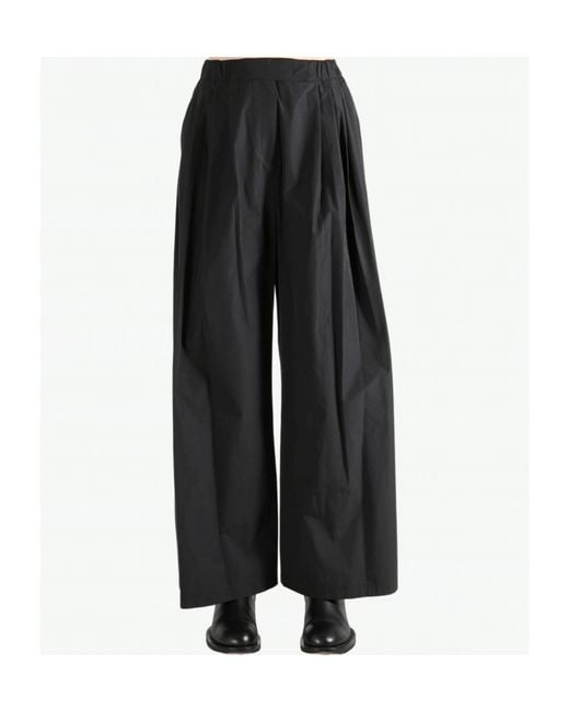 Amomento Black Pleated Wide-Leg Casual Pants