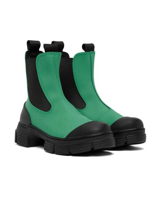 Ganni Green Chunky Slip-On Boots