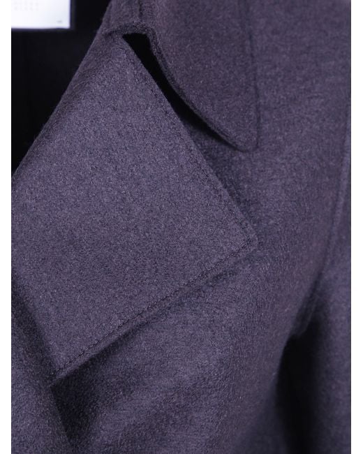 Harris Wharf London Blue Double-Breasted Cropped Coat
