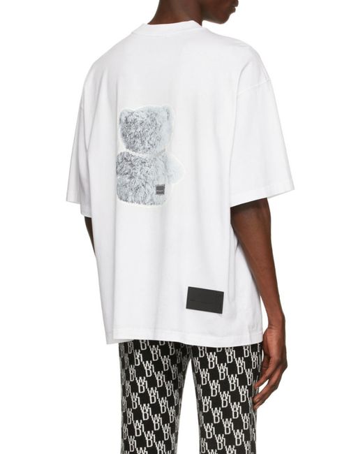 we11done White Negative Teddy Print T-Shirt for men