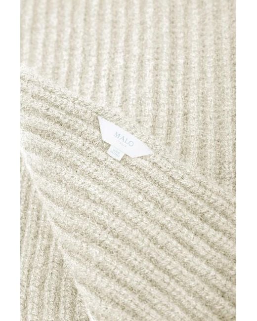 Malo White Ribbed Knit Scarf