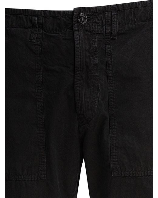 Stone Island Black Logo Patch Straight-Leg Pants for men