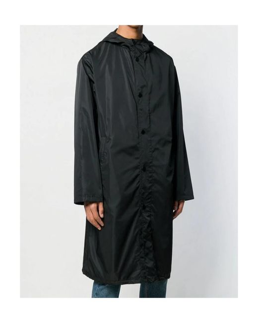 KENZO Black Logo Printed Long Overcoat for men