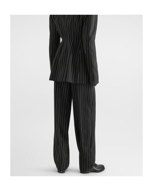Dolce & Gabbana Black Pinstripe Virgin Wool Trousers